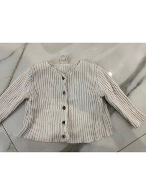 Bonton white ribbed cardigan size 6 months